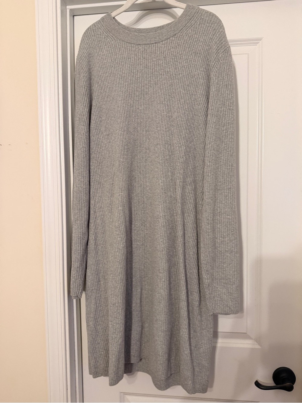 GAP Light Gray Ribbed Long-Sleeve Knit Dress